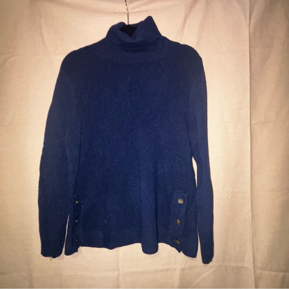 J. Crew Blue Turtleneck Sweater with Fine Knit